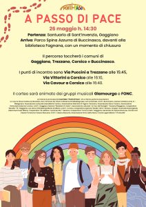 26 maggio ore 14:30, partenza dal santuario di Sant'Invenzio a Gaggiano, arrivo al Parco Spina Azzurra di Buccinasco. Punti di incontro: via Puccini a Trezzano S/N ore 15:45, via Vittorini a Corsico ore 16:10, via Cavour a Corsico alle 16:40.